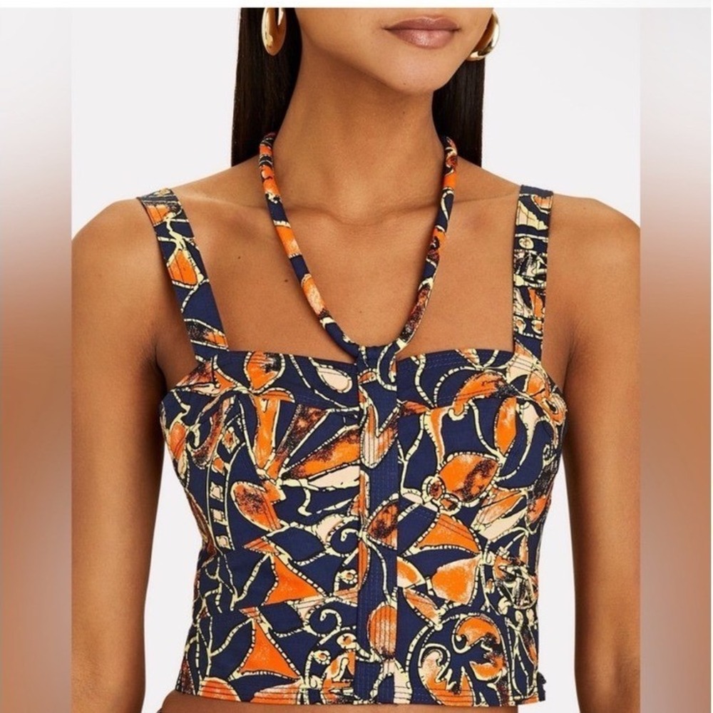 A. L.C. NEW Luiza Abstract Printed Halter Crop Top Size 4